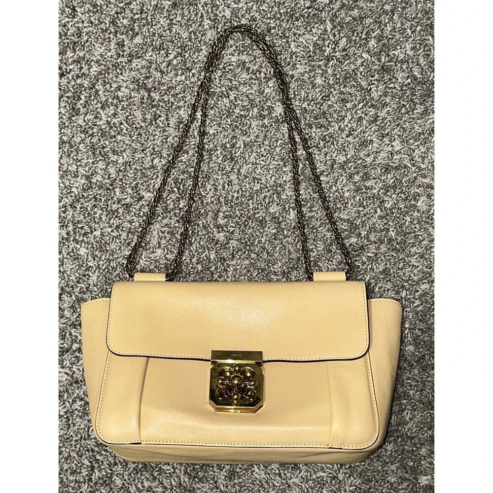 Chloe Buttercream Leather Flap Medium Turn-Lock Gold Convertible Crossbody Bag
